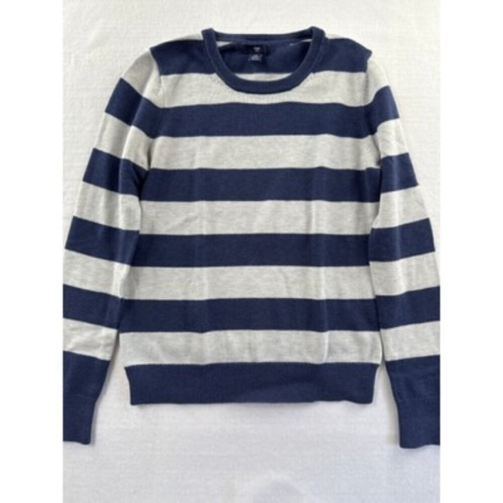 Gap Womens Striped Sweater XS Cotton/Nylon Blend Blue & Gray